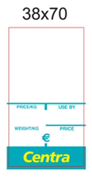 Centra Scale Labels 38mm x 69mm x 38mm - 600 Labels per Roll